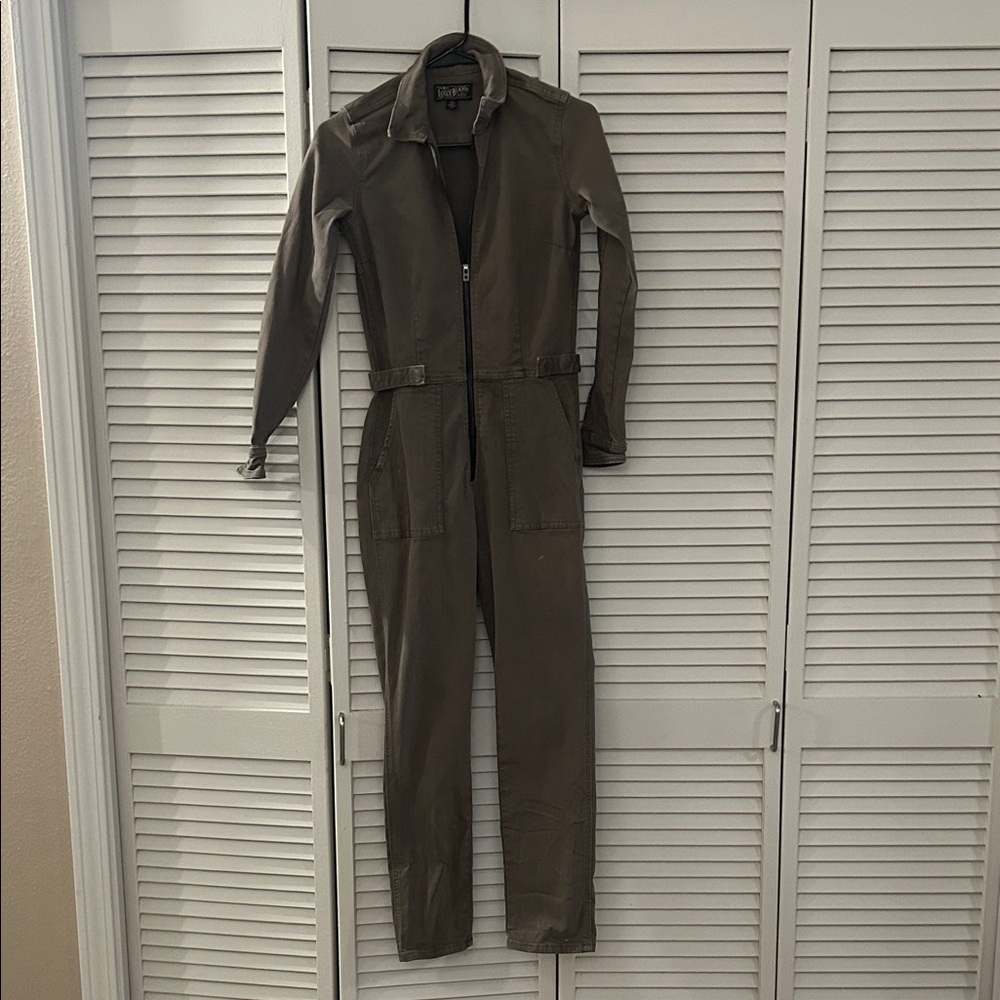 Lucky Brand Taupe Long Sleeve Jumpsuit